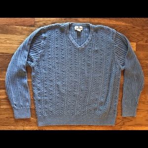 VTG 90s Woolrich Blue-Gray Cable Knit V-Neck Sweater Size XL